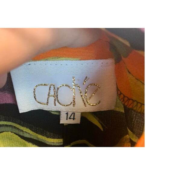 Cache' sz 14 Vintage Wide Leg High Rise Pleated Floral Pants Made in USA Rayon - Picture 6 of 8